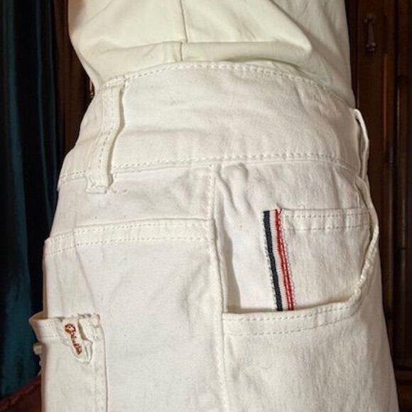 Copper Key White Denim Stretch Cotton Shorts Fringe Fray Hem - Picture 7 of 12